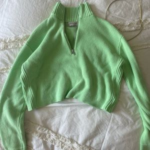 Urban outfitters lime green cropped shirt